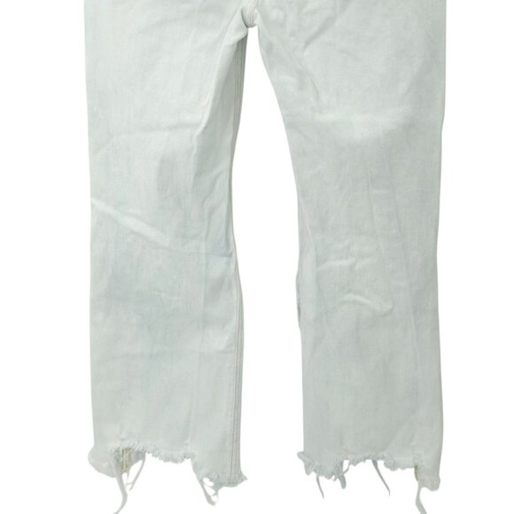 Risen Jeans Crop White with Faded Blue Tone High Rise Distressed Sz 1XL Stretch - Picture 15 of 15